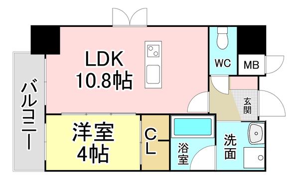 ベルコモンズ(1LDK/6階)の間取り写真