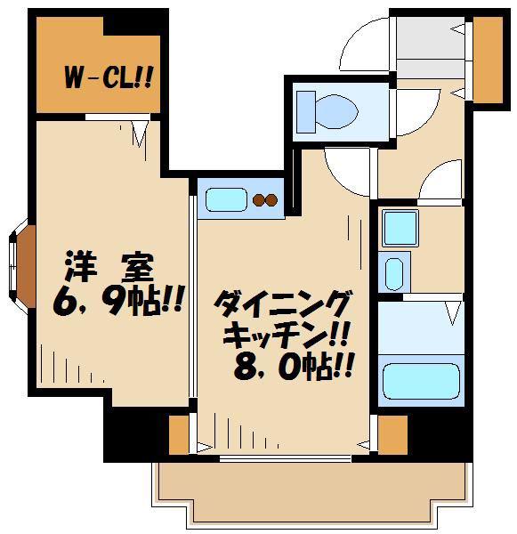 アルブル高輪(1DK/3階)の間取り写真