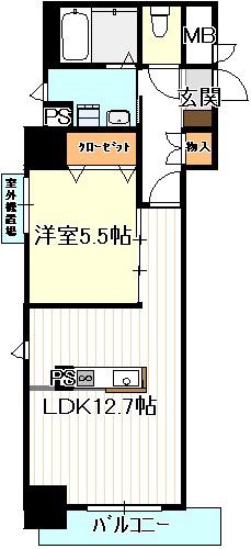 ヴェルドュアルテ(1LDK/5階)の間取り写真