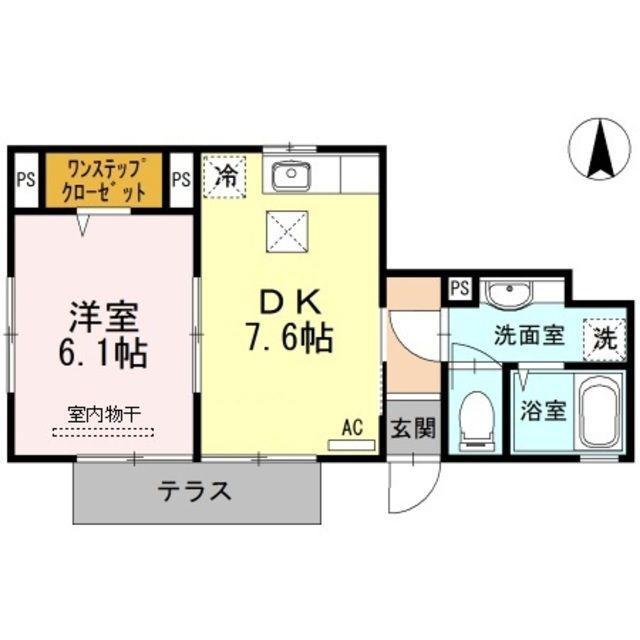 オーズデュープレックス(1DK/1階)の間取り写真