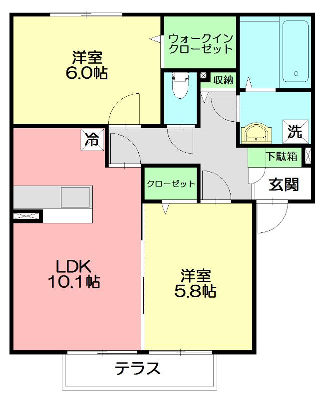 コトー C(2LDK/2階)の間取り写真