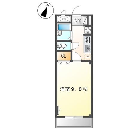 ディアコートS(1K/2階)の間取り写真