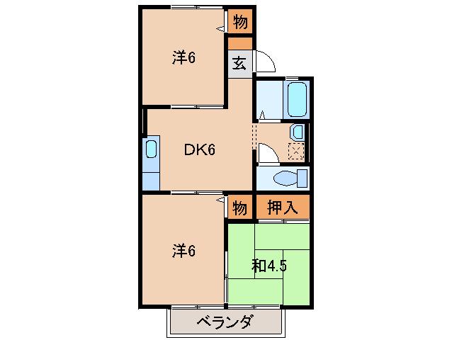 落合ハイツIII(3DK/2階)の間取り写真