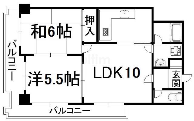 ライオンズマンション京都河原町第2(2LDK/4階)の間取り写真