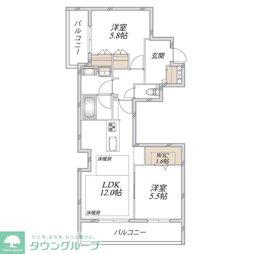 中野島メゾン(2LDK/3階)の間取り写真