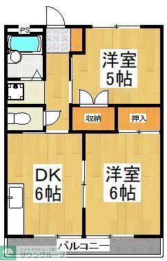 サンロードハイム2号館(2DK/2階)の間取り写真