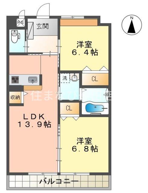 M・不動(2LDK/1階)の間取り写真