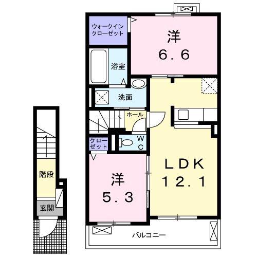 マルベリィー21(2LDK/2階)の間取り写真