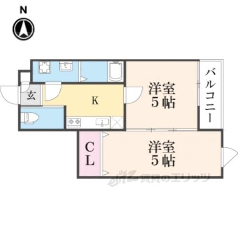 ベレーザ西陣Ⅱ(2K/2階)の間取り写真