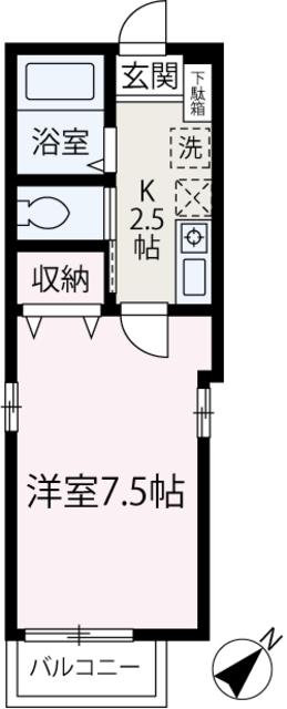 パークサイド志木II(1K/2階)の間取り写真