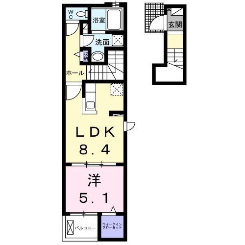 エーデルワイス(1LDK/2階)の間取り写真