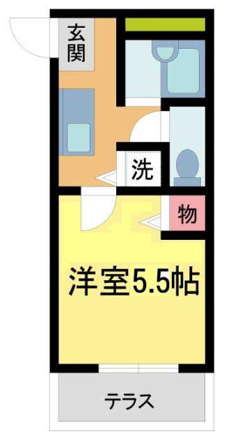 サンハイツ清和台(1K/1階)の間取り写真