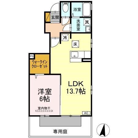 パストラル(1LDK/1階)の間取り写真
