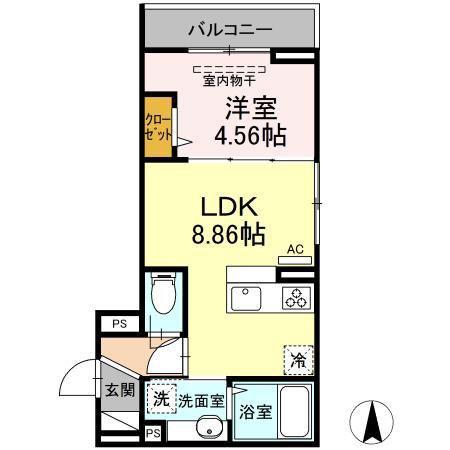エクセリア田柄(1LDK/2階)の間取り写真