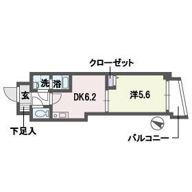 エムロード平尾(1DK/10階)の間取り写真