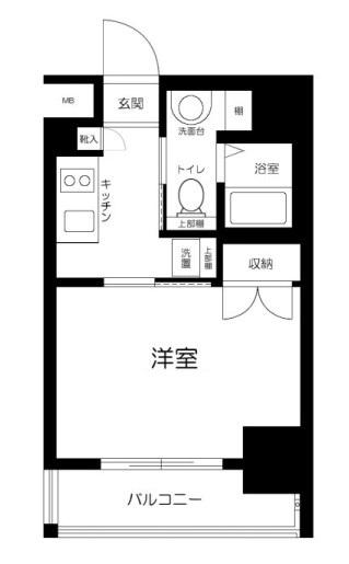 プレールドゥーク両国(1K/6階)の間取り写真
