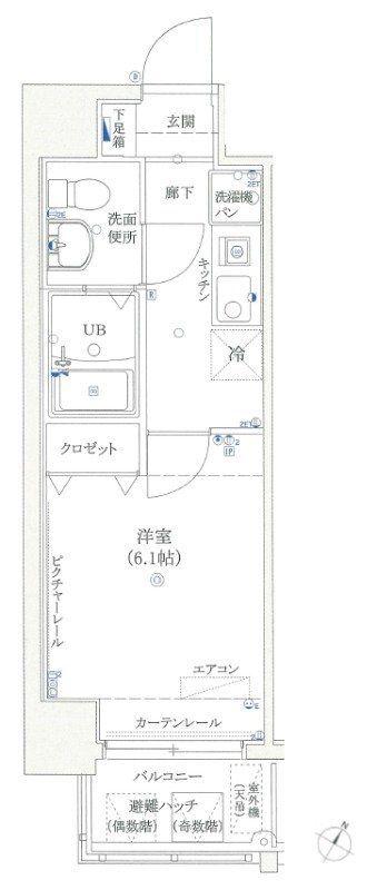 リクレイシア八丁畷(1K/11階)の間取り写真