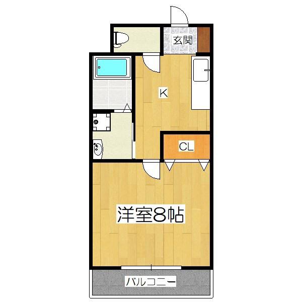 プティフルール(1K/2階)の間取り写真