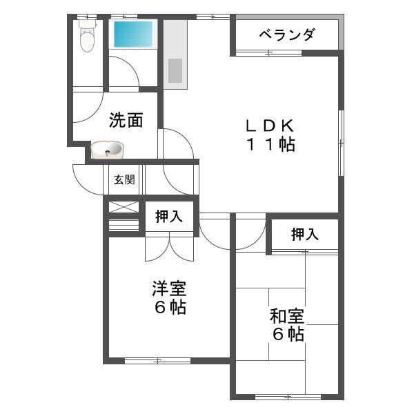 ヴェルディ383(2LDK/2階)の間取り写真