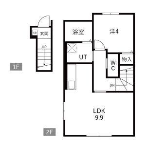 LEBEL VIJF B(1LDK/2階)の間取り写真