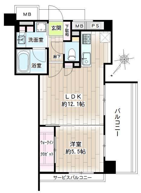 ノブレス新横浜エスアリーナ(1LDK/14階)の間取り写真