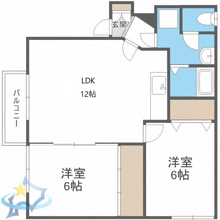 リラコート八軒(2LDK/2階)の間取り写真