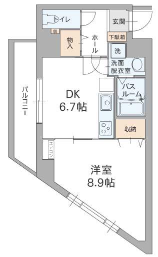サンビルドI.S(1DK/3階)の間取り写真