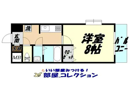 HAMIEL KOKURA(1K/7階)の間取り写真