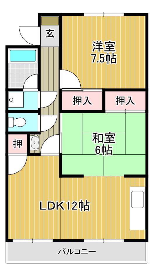 KGマンション富士見(2LDK/3階)の間取り写真
