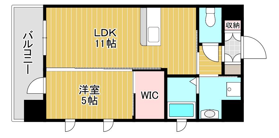 DAIMON HILLS 勝山公園(1LDK/13階)の間取り写真