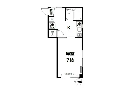 アイ・シービル(1K/2階)の間取り写真