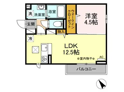 NOBLE(1LDK/2階)の間取り写真