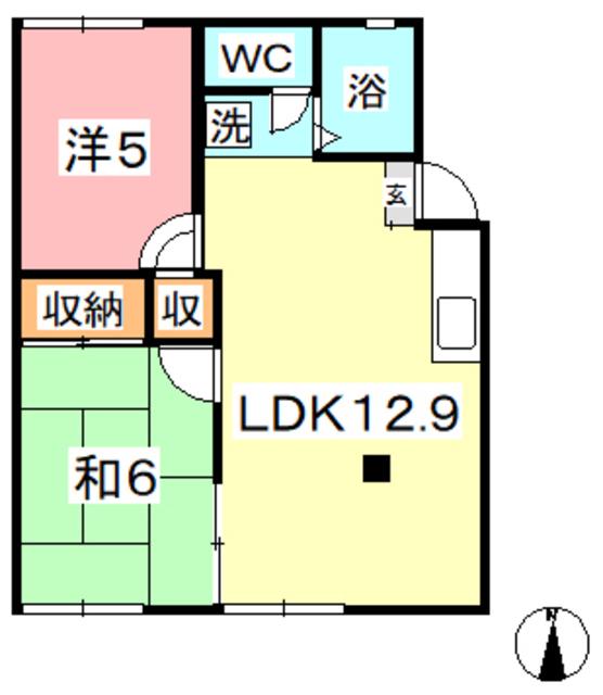 Kハイツ A(2LDK/2階)の間取り写真