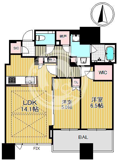 シティタワー大阪本町(2LDK/42階)の間取り写真