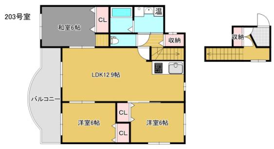 ガーデン津島II号館(3LDK/2階)の間取り写真