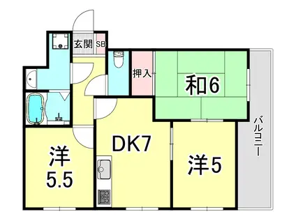 ヒルサイドテラス垂水(3DK/3階)の間取り写真