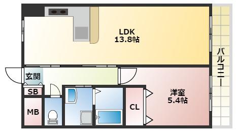 アモール(1LDK/4階)の間取り写真