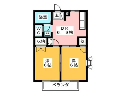 グリーンハイツ林(2DK/1階)の間取り写真