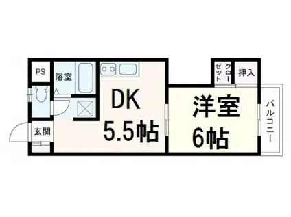 リオン・カスミ(1DK/1階)の間取り写真