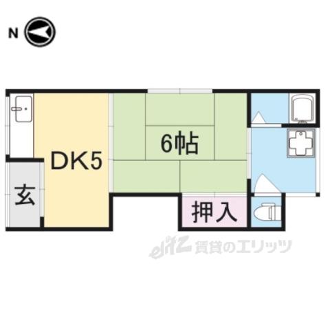 西川第2(1DK/2階)の間取り写真