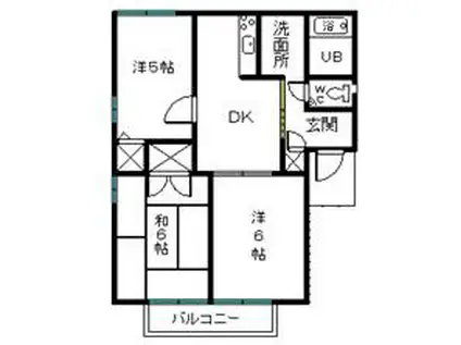 ドリュー(3DK/2階)の間取り写真