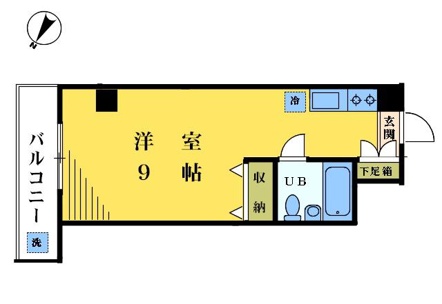 メリーコートアクア(ワンルーム/3階)の間取り写真