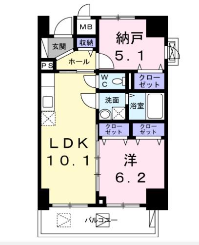 メゾンアルカンシル(2LDK/4階)の間取り写真