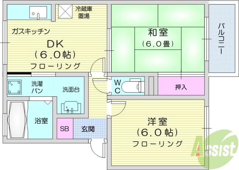 ログパルクC(2DK/2階)の間取り写真