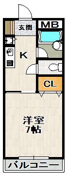 ケイズキューブ(1K/2階)の間取り写真
