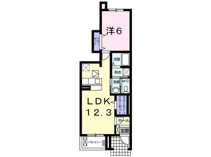 フロントリバー・サンIII(1LDK/1階)の間取り写真