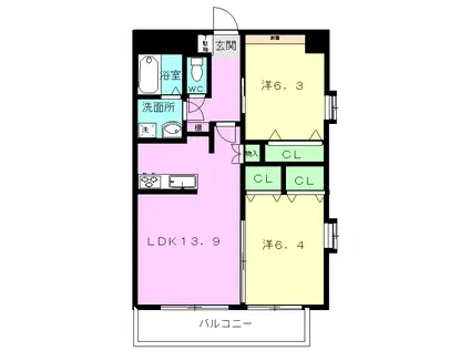 PRECIOUS菊陽(2LDK/8階)の間取り写真