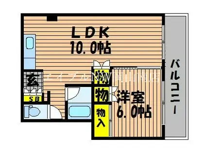 第二鶴身ビル(1LDK/4階)の間取り写真