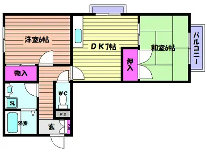 コート芦屋ウエスト(2DK/2階)の間取り写真
