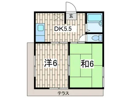 クリエール和田(2DK/1階)の間取り写真